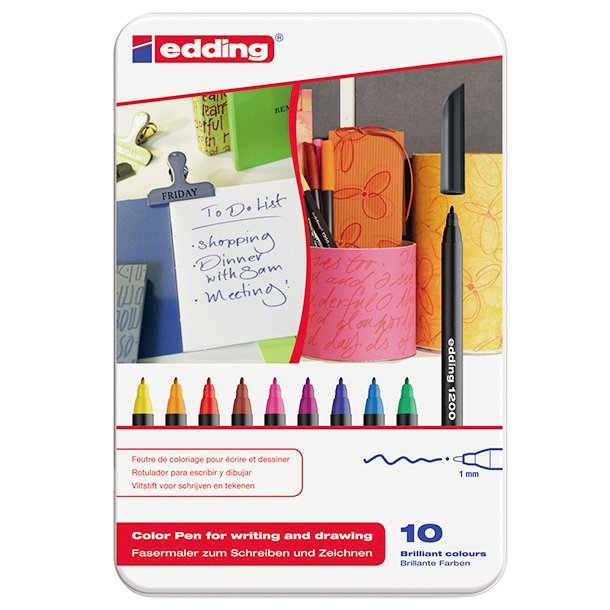 ROTULADOR EDDING 1200 PUNTA DE FIBRA ESTUCHE 10 COLORES 1 MM