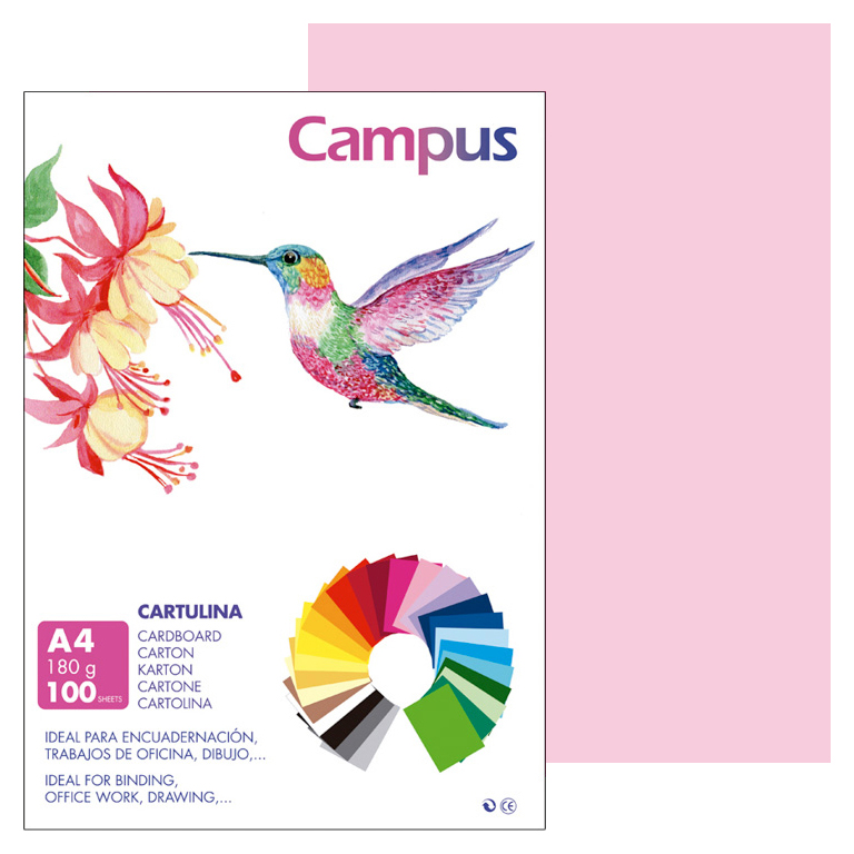 CARTULINA CAMPUS A4 210X297 MM 180 GRAMOS COLOR ROSA