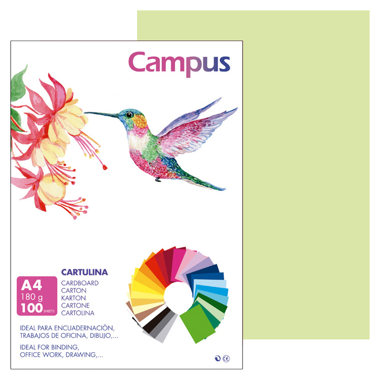 CARTULINA CAMPUS A4 210X297 MM 180 GRAMOS COLOR VERDE MANZANA