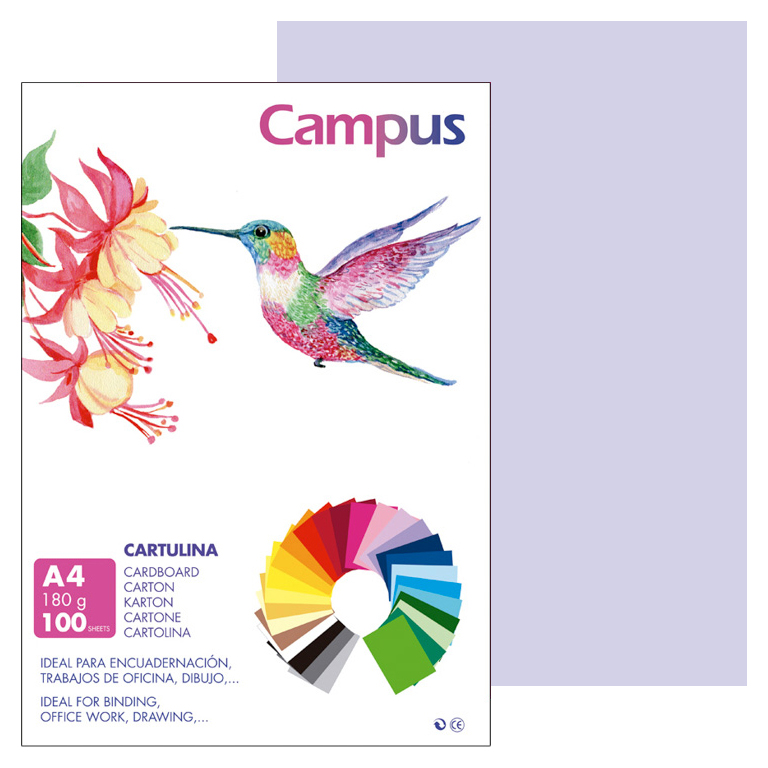 CARTULINA CAMPUS A4 210X297 MM 180 GRAMOS COLOR LILA