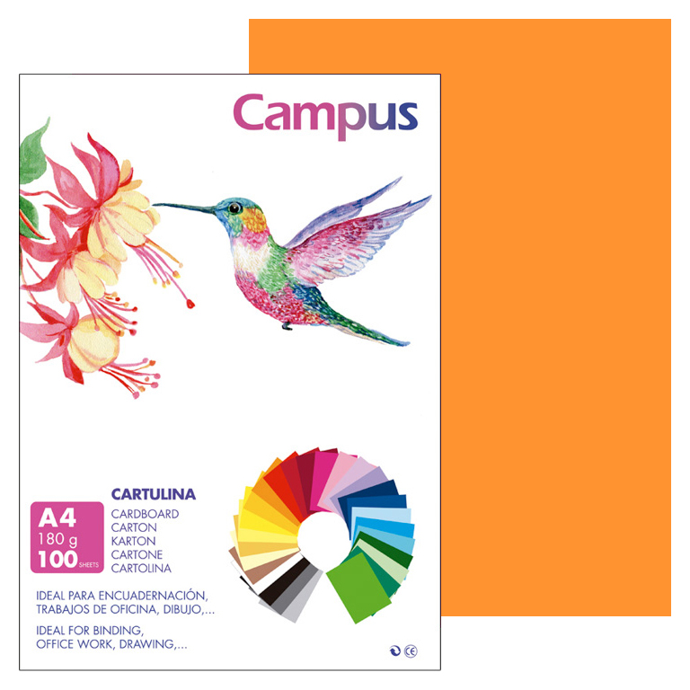 CARTULINA CAMPUS A4 210X297 MM 180 GRAMOS COLOR NARANJA