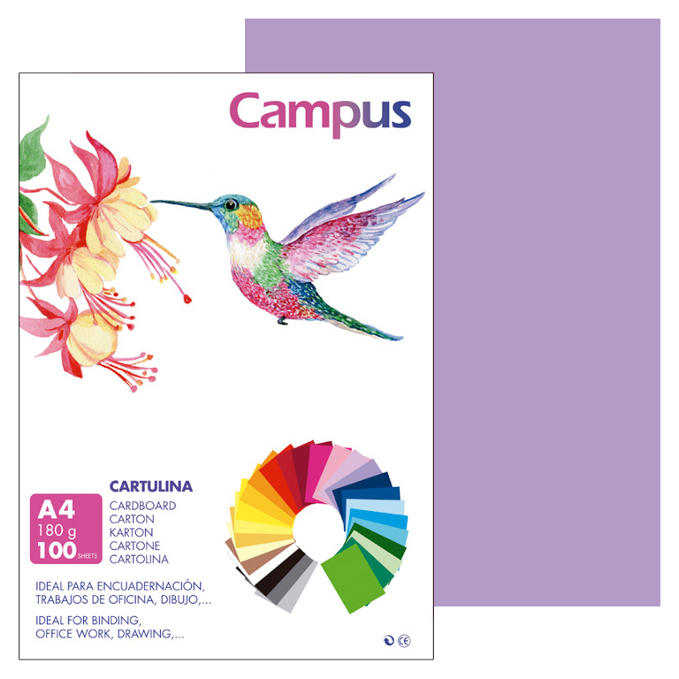 CARTULINA CAMPUS A4 210X297 MM 180 GRAMOS COLOR VIOLETA