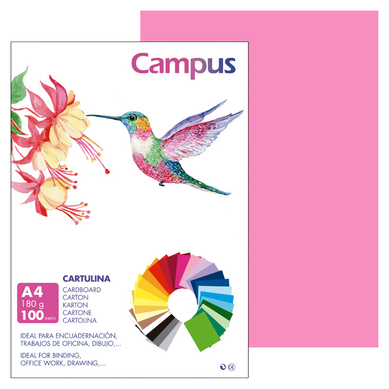 CARTULINA CAMPUS A4 210X297 MM 180 GRAMOS COLOR ROSA CHICLE