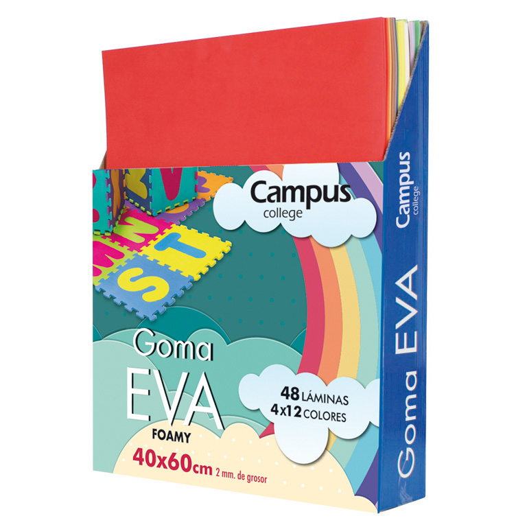 GOMA EVA CAMPUS COLLEGE 400X600 MM 2 MM 12 COLORES SURTIDOS