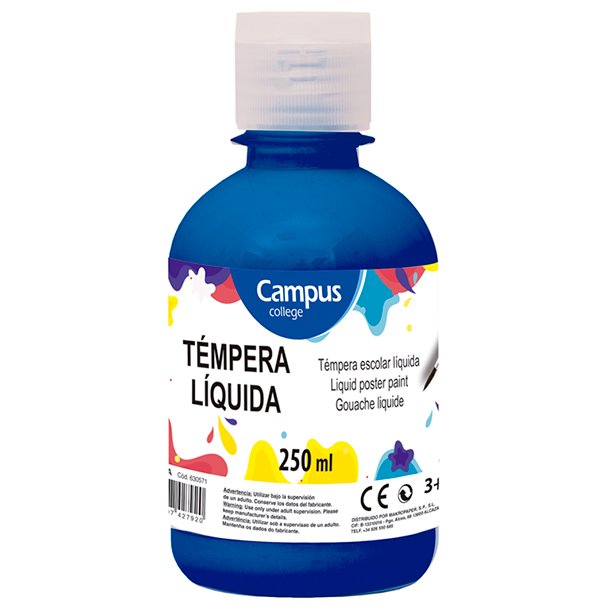 TÉMPERA LIQUIDA CAMPUS COLLEGE BOTE 250ML COLOR AZUL ULTRAMAR