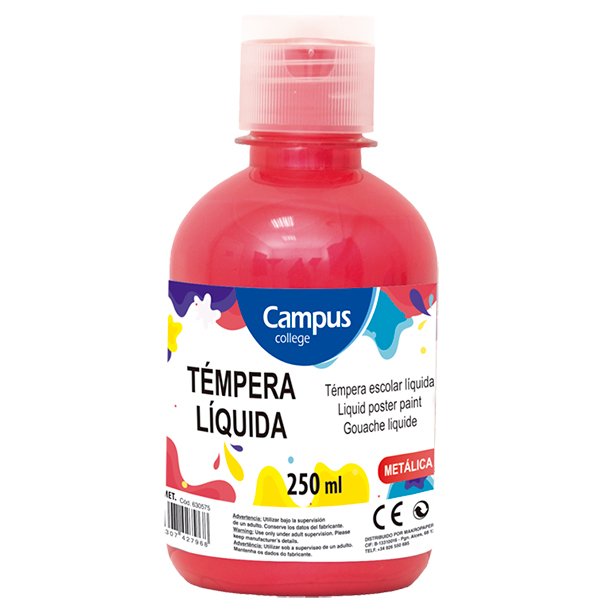 TÉMPERA LIQUIDA CAMPUS COLLEGE BOTE 250ML COLOR ROJO METALIZADO